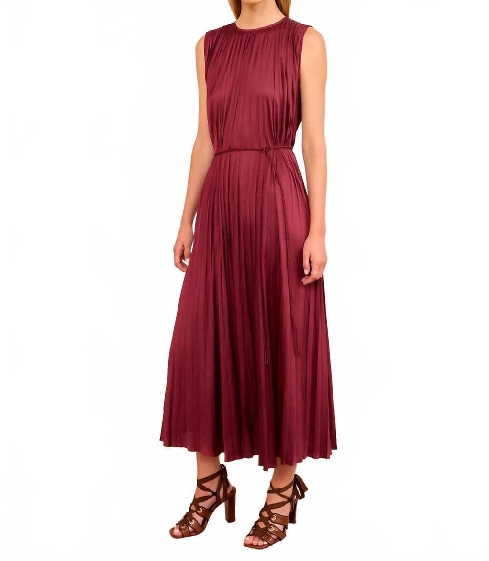 NEW ULLA JOHNSON fianna pleated midi dress in claret